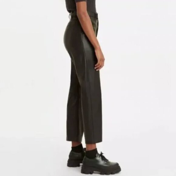 EUC LEVI'S Math Club Slacks Faux Leather High Rise Straight Leg Ankle Length 29 - Picture 2 of 16